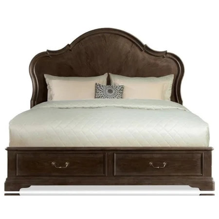 Queen Panel Storage Bed with 2 Footboard Drawers