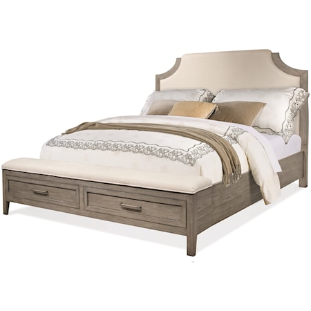 King Upholstered Bed with Storage Bench Footboard