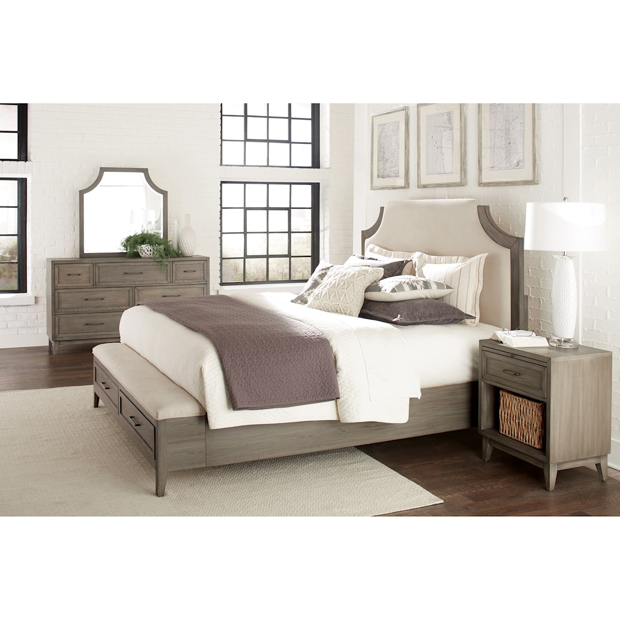 Riverside Furniture Vogue Queen Upholstered Storage Bed