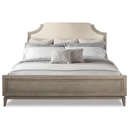 Queen Upholstered Bed in Gray Wash Finish