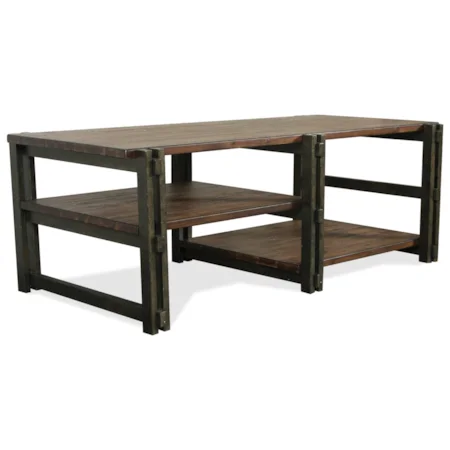 Industrial Cocktail Table with Two Shelves