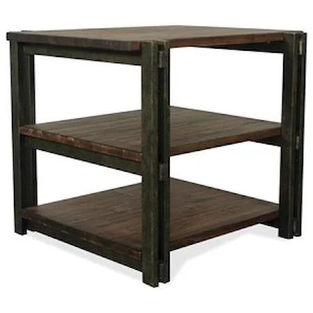 Industrial End Table with Two Shelves
