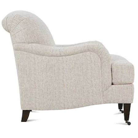 Traditional Upholstered Chair with Rolled Arms and Casters