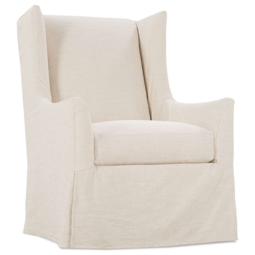 Transitional Slipcovered Swivel Chair