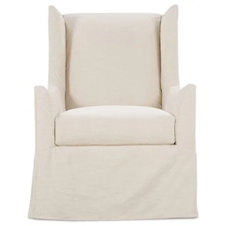 Transitional Slipcovered Swivel Chair