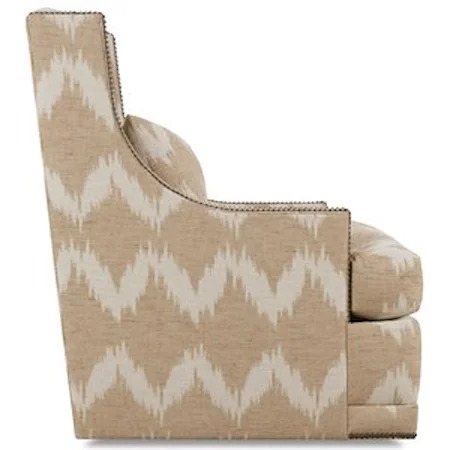 Wingback Swivel Chair with Nailhead Trim 