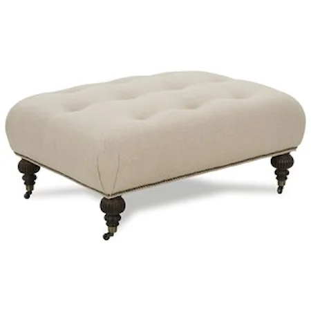 Button-Tufted Ottoman with Nailhead Trim