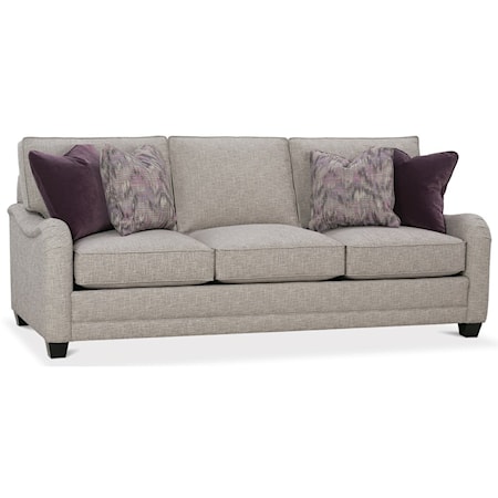 Customizable Sofa with English Arms, Tapered Feet and Box Style Cushions