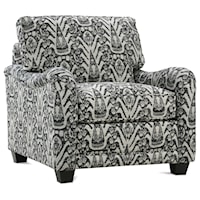Customizable Chair with English Arms, Tapered Feet and Boxed Back Cushion