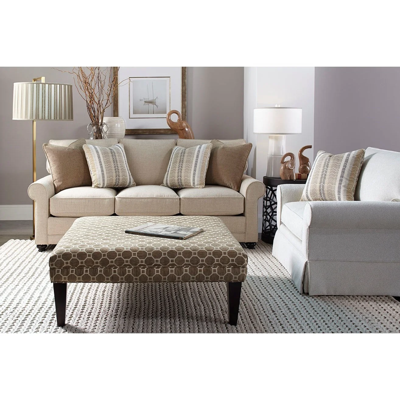 Rowe My Style I Transitional Stationary Sofa with Rolled Arms Sprintz