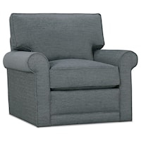 Customizable Swivel Chair with Rolled Arms and Boxed Back Cushion