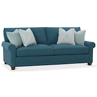 Customizable Sofa with Rolled Arms, Tapered Legs and Boxed Back Cushions