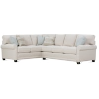 Customizable Sectional Sofa with Rolled Arms, Tapered Legs and Box Style Cushions