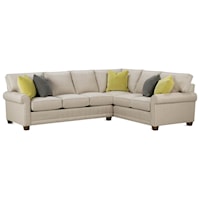 Customizable Sectional Sofa with Rolled Arms, Tapered Legs, and Box Style Cushions