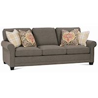 Customizable Sofa with Rolled Arms, Tapered Feet and Knife Style Cushions