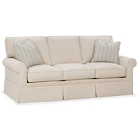 Customizable Sofa with Rolled Arms, Skirted Base and Box Style Cushions