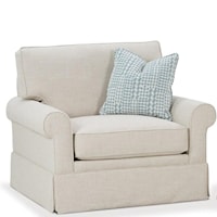 Customizable Chair and a Half with Rolled Arms, Skirted Base and Box Style Cushion
