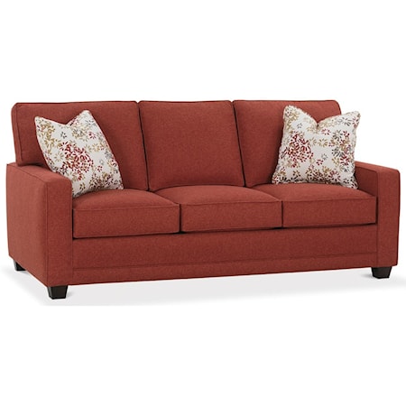 Customizable Sofa with Track Arms, Tapered Legs and Box Style Back Cushions