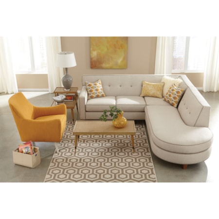 Contemporary 2 Piece Sectional Sofa