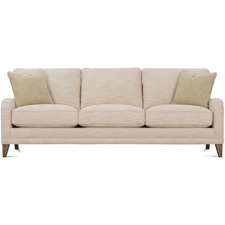Customizable Sofa with English Arms, Shaped Legs and Knife Style Back Cushions