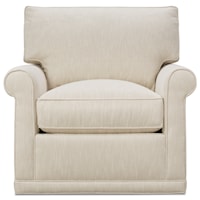 Customizable Chair with Rolled Arms, Swivel Base and Box Style Back Cushion