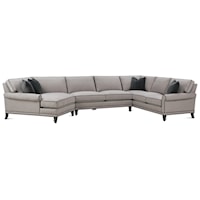 Customizable Sectional Sofa with Rolled Arms, Tapered Legs and Box Style Back Cushions