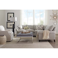 Customizable Sectional Sofa with Rolled Arms, Tapered Legs and Box Style Back Cushions