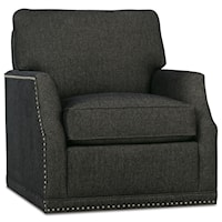 Customizable Chair with Scooped Arms, Swivel Base and Knife Edge Back Cushion