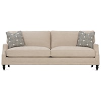 Customizable 2 Seat Sofa with Scooped Arms, Turned Legs and Knife Back Cushion