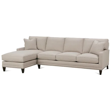 Customizable Left Chaise Sofa with Track Arms, Tapered Legs and Box Style Cushions