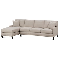 Customizable Left Chaise Sofa with Track Arms, Tapered Legs and Box Style Cushions