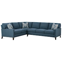 Customizable 5 Seat Sectional with Track Arms, Shaped Legs and Box Edge Cushions