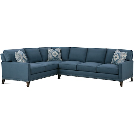Customizable 5 Seat Sectional with Track Arms, Shaped Legs and Box Edge Cushions