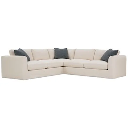 Transitional Sectional Sofa with Tapered Arms and Slipcover