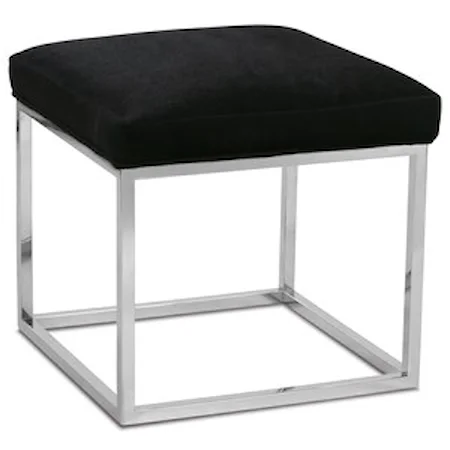 Contemporary Accent Cube Ottoman with Metal Frame