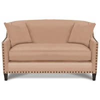 Traditional Settee with Nailhead Trim & Exposed Wood Legs