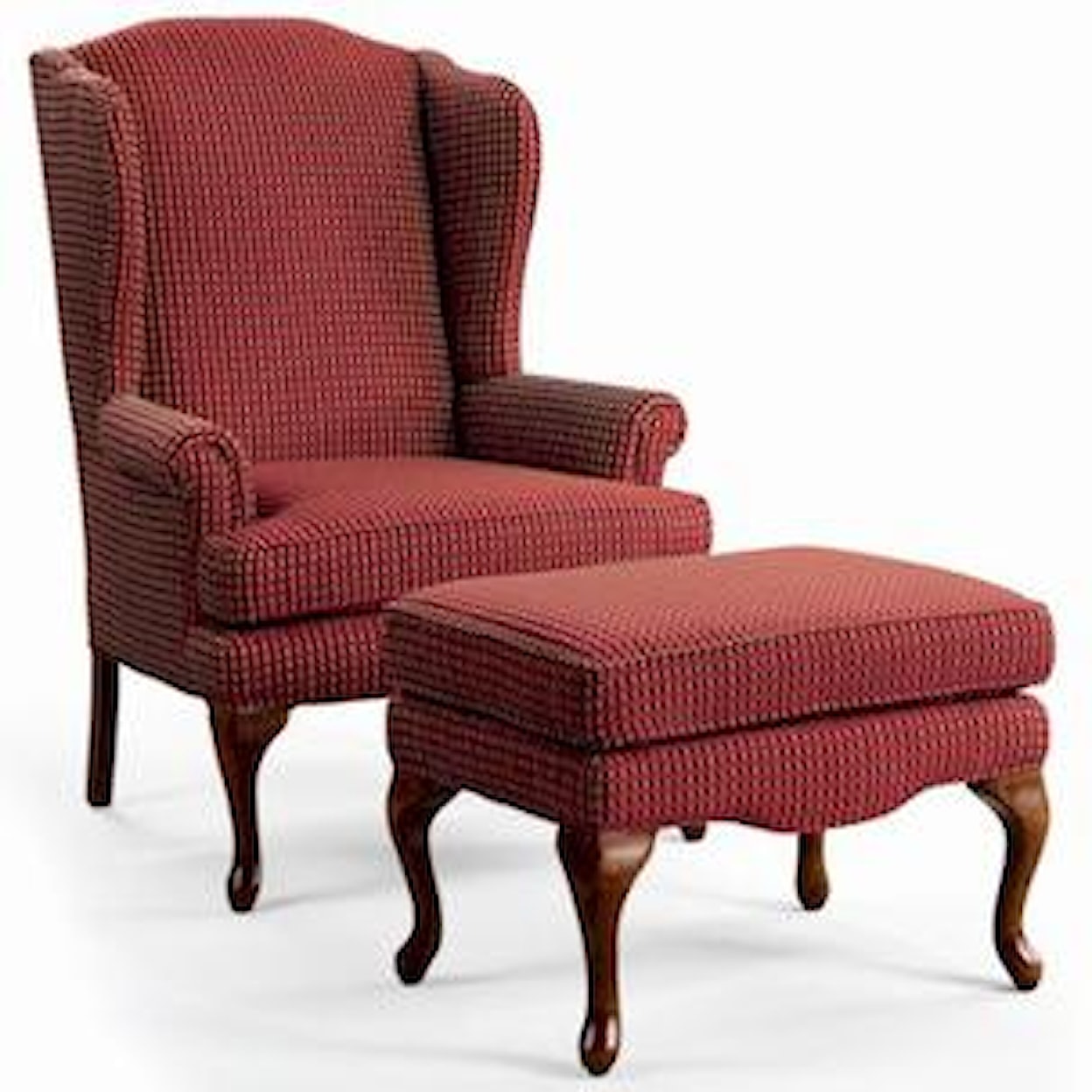 HF Custom Annie Queen Anne Wing Chair and Ottoman