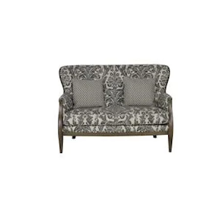 Deconstructed Upholstered Settee with Exposed Wood Frame