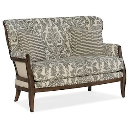 Deconstructed Upholstered Settee with Exposed Wood Frame