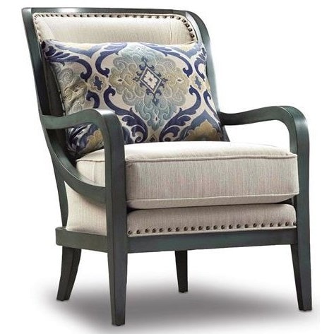 Modern Exposed Wood Chair with Nailhead Studs