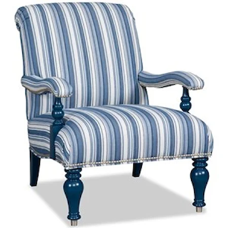 Traditional Accent Chair with Exposed Wood Trim and Nailheads