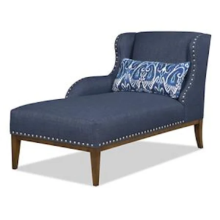 Transitional LAF One Arm Chaise with Nailhead Trim
