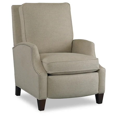 Transitional Recliner with Scoop Arms and Nailhead Trim