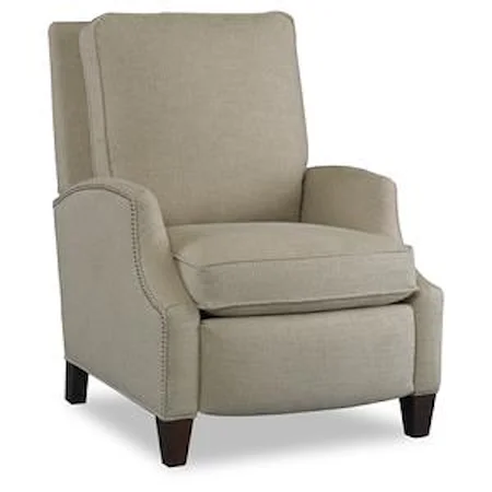 Transitional Reclining Chair with Sloped Arms and Nailhead Trim