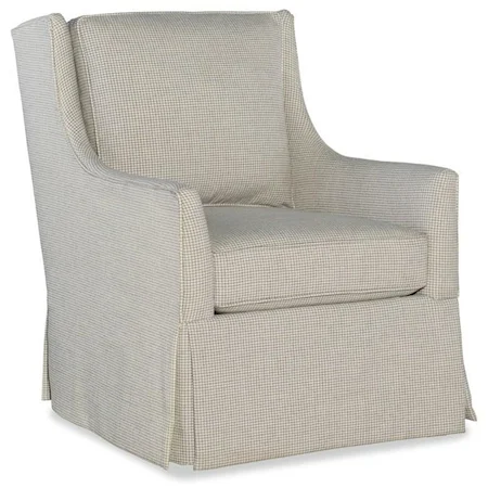 Transitional Swivel Chair with Slim Flared Arms