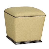 Transitional Accent Ottoman with Plinth Base and Nailhead Trim