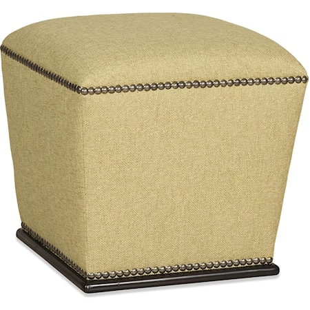 Transitional Accent Ottoman with Plinth Base and Nailhead Trim