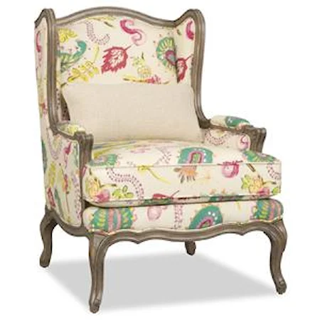 Traditional Exposed-Wood Wing Chair