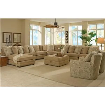 Eight Piece Sectional Sofa with LAF Chaise