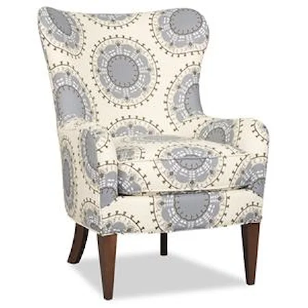 Contemporary Wing Chair with Tapered Wood Legs